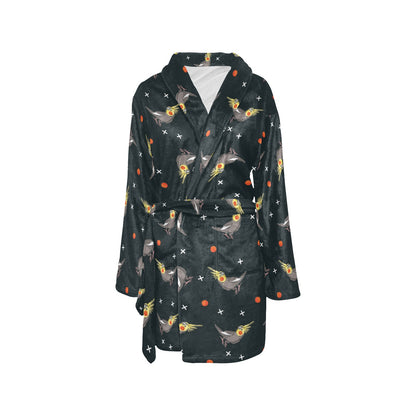 Cockatiel Pattern Print Design 02 Women's Fleece Robe