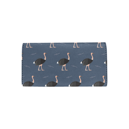 Ostrich Pattern Print Design 04 Women's Trifold Wallet
