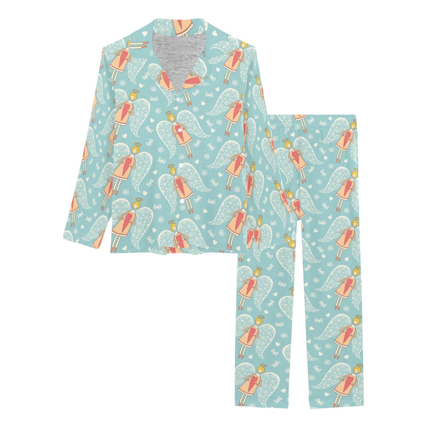 Angel Pattern Print Design 01 Women's Long Pajama Set