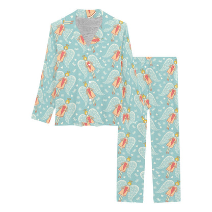 Angel Pattern Print Design 01 Women's Long Pajama Set