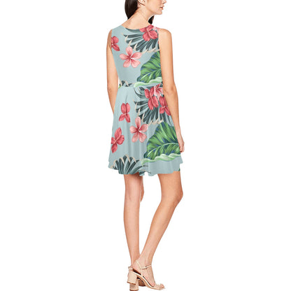 Plumeria Pattern Print Design PM027 Sleeveless Dress