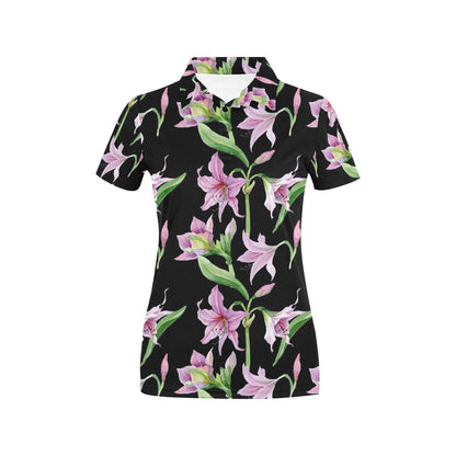 Amaryllis Pattern Print Design AL08 Women's Polo Shirt