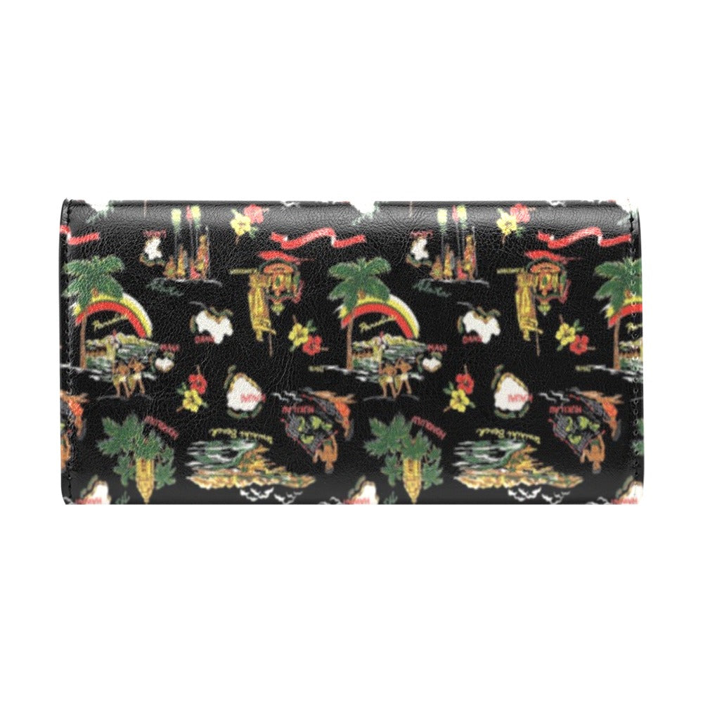 Hawaiian Island Themed Print Women's Trifold Wallet