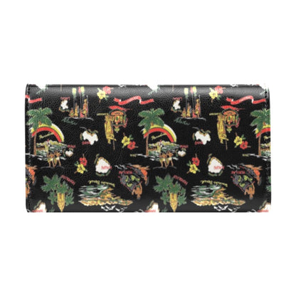 Hawaiian Island Themed Print Women's Trifold Wallet