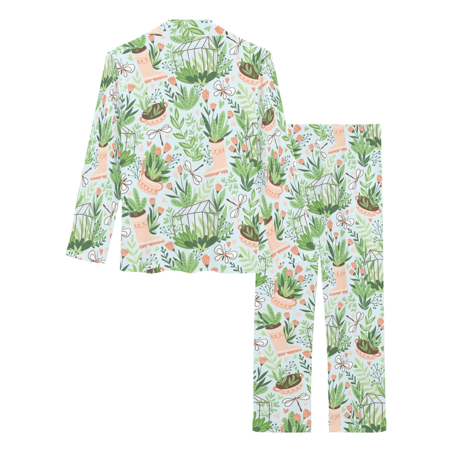 Gardening Pattern Print Design G04 Women's Long Pajama Set