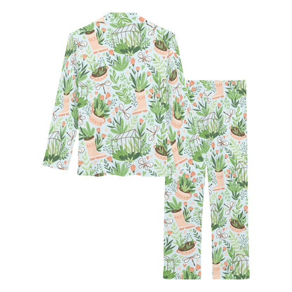 Gardening Pattern Print Design G04 Women's Long Pajama Set