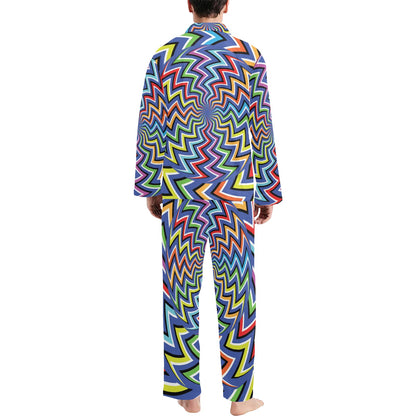 Optical illusion Pattern Print Design A02 Men's Long Pajama Set