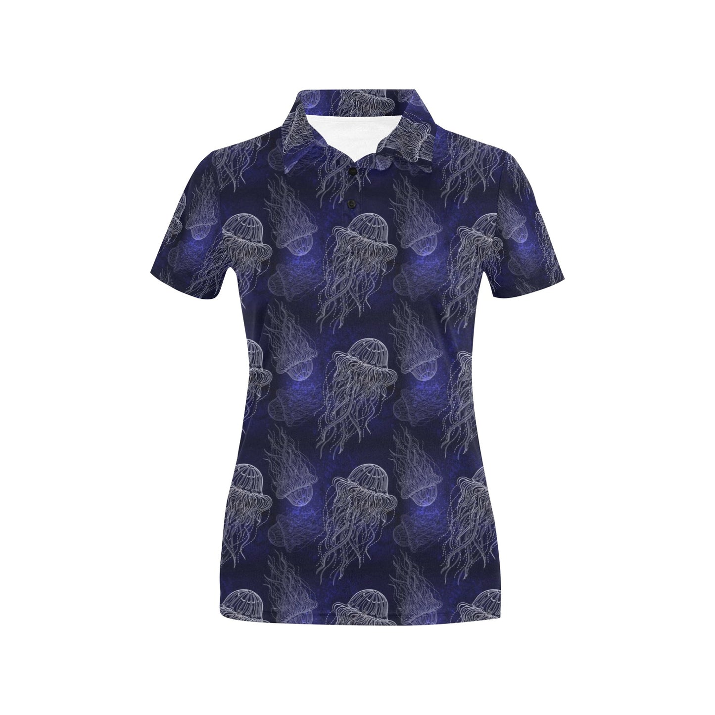 Jellyfish Pattern Print Design 02 Women's Polo Shirt