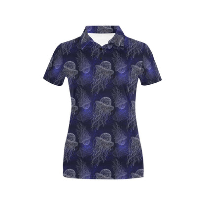 Jellyfish Pattern Print Design 02 Women's Polo Shirt