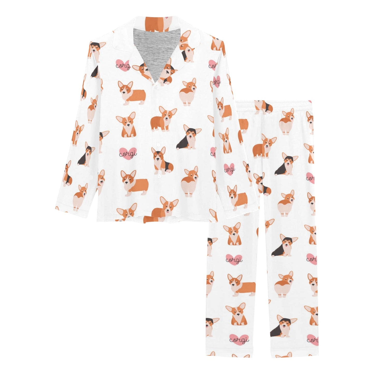 Cardigan Welsh Corgis Pattern Print Design 02 Women's Long Pajama Set