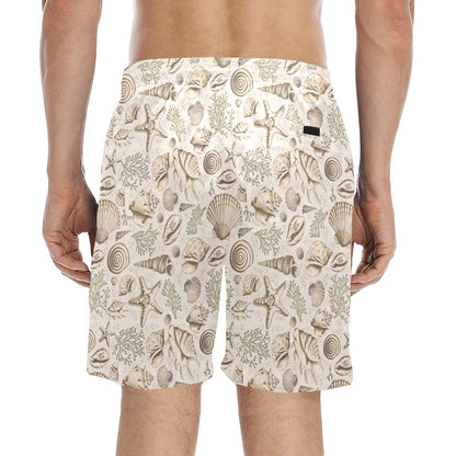 Seashell Print Design LKS304 Men's Swim Trunks Beach Shorts