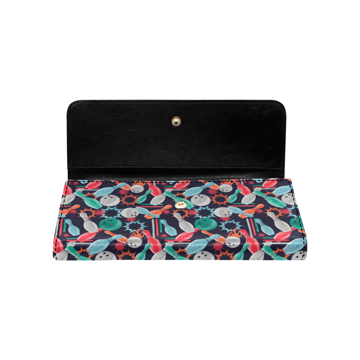 Bowling Pattern Print Design 08 Women's Trifold Wallet