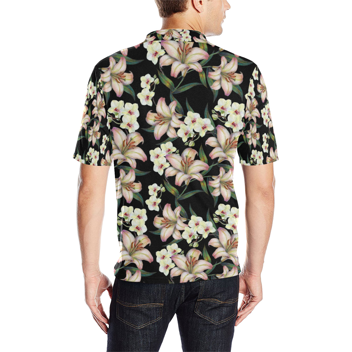 Lily Pattern Print Design LY03 Men Polo Shirt
