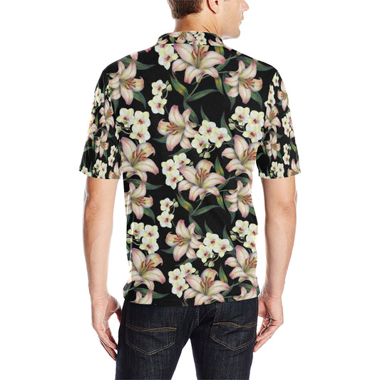 Lily Pattern Print Design LY03 Men Polo Shirt