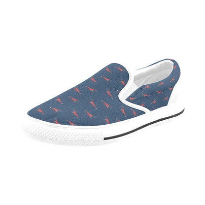 Shrimp Print Design LKS305 White Slip Ons Canvas Women's Shoes
