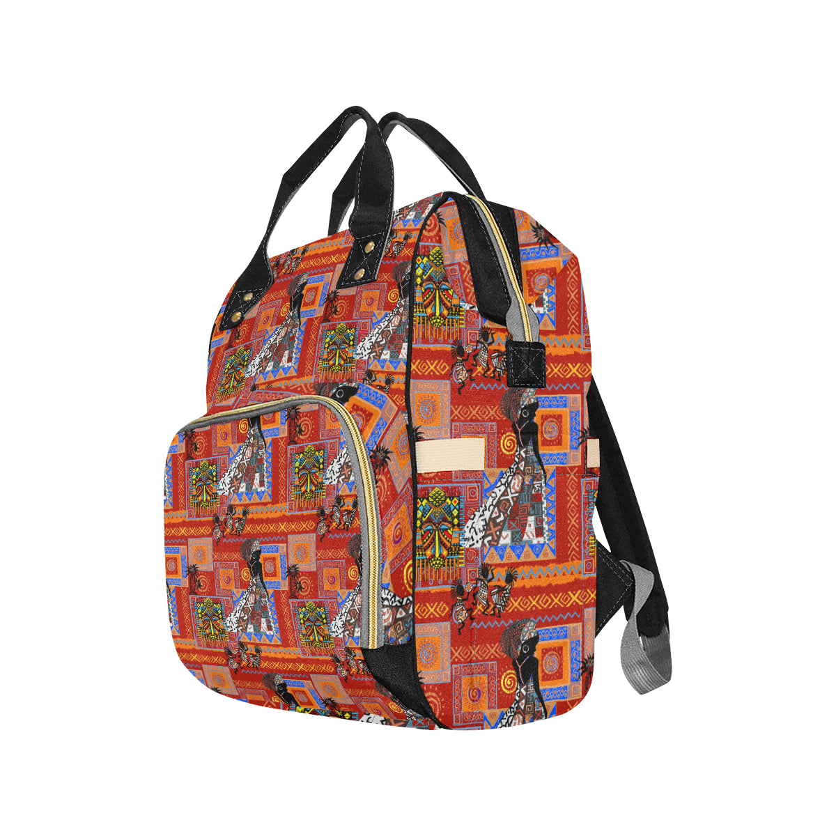 African Print Pattern Diaper Bag Backpack
