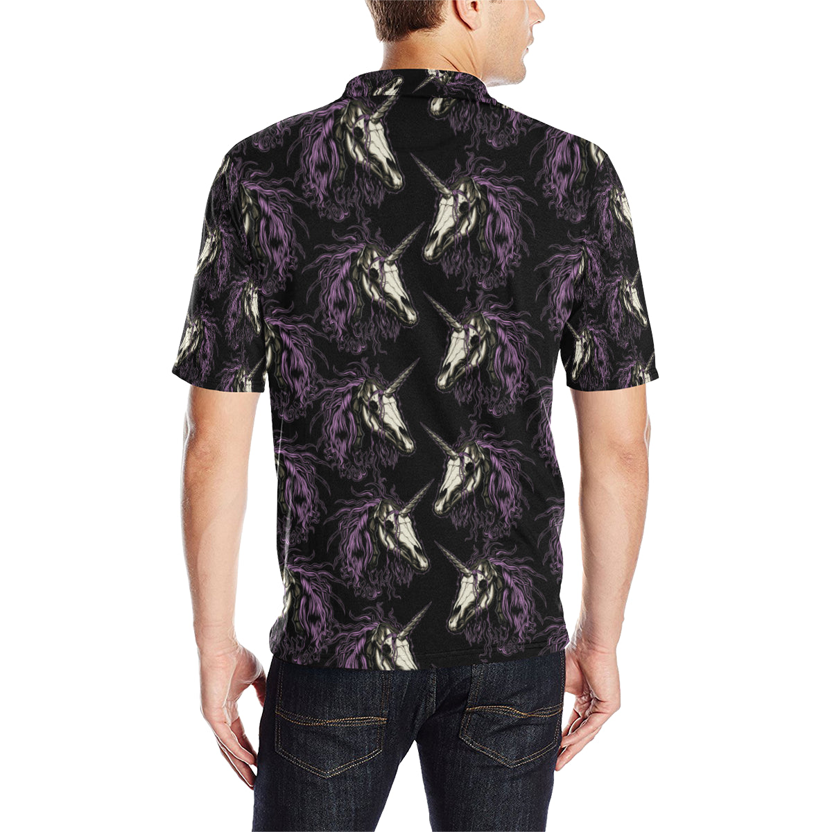 Unicorn Skull head Men Polo Shirt
