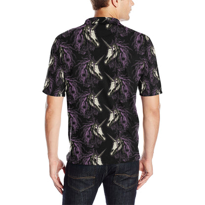 Unicorn Skull head Men Polo Shirt
