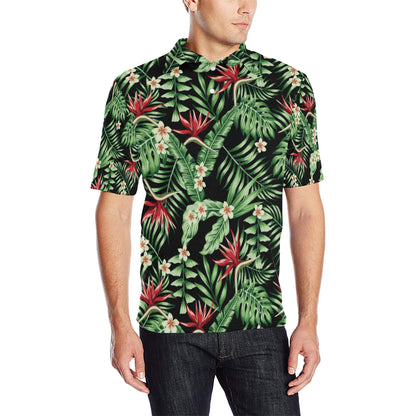 Bird Of Paradise Pattern Print Design BOP05 Men Polo Shirt