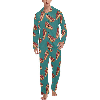 Cheesecake Cherry Pattern Print Design CK03 Men's Long Pajama Set