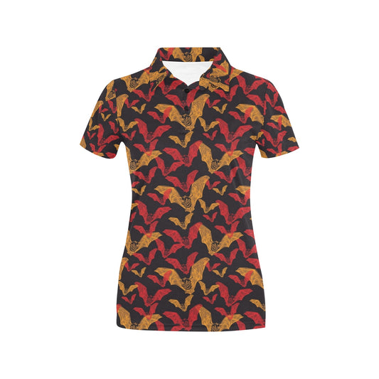 Bat Pattern Print Design 01 Women's Polo Shirt