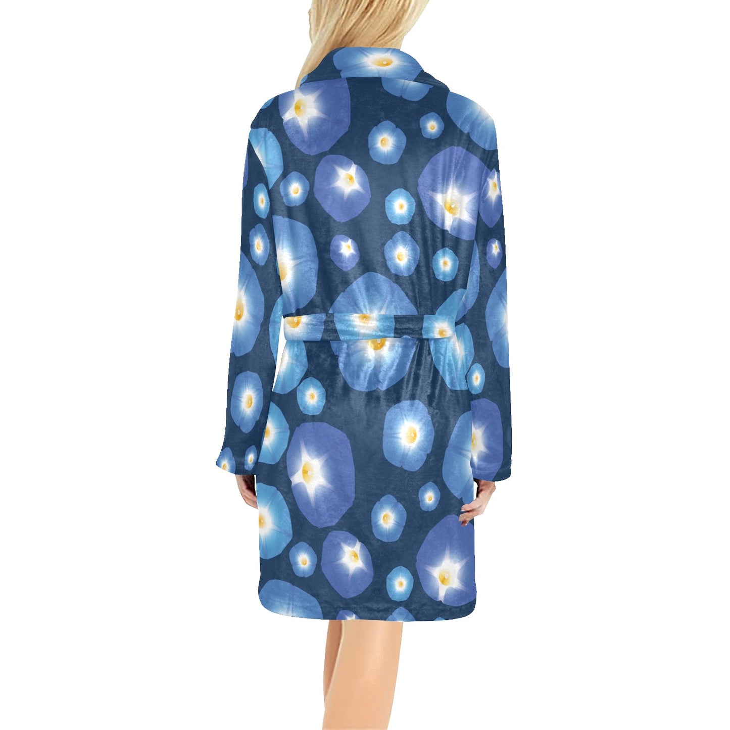 Morning Glory Pattern Print Design 02 Women's Fleece Robe