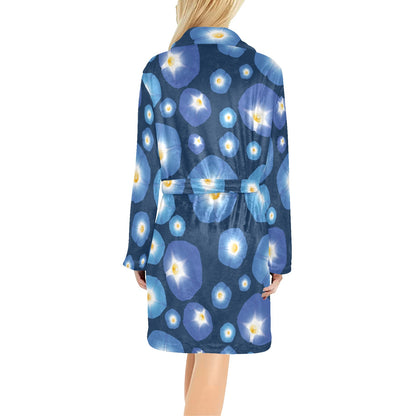 Morning Glory Pattern Print Design 02 Women's Fleece Robe