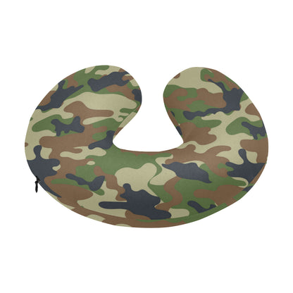 Army Camouflage Pattern Print Design 01 U-Shaped Travel Neck Pillow