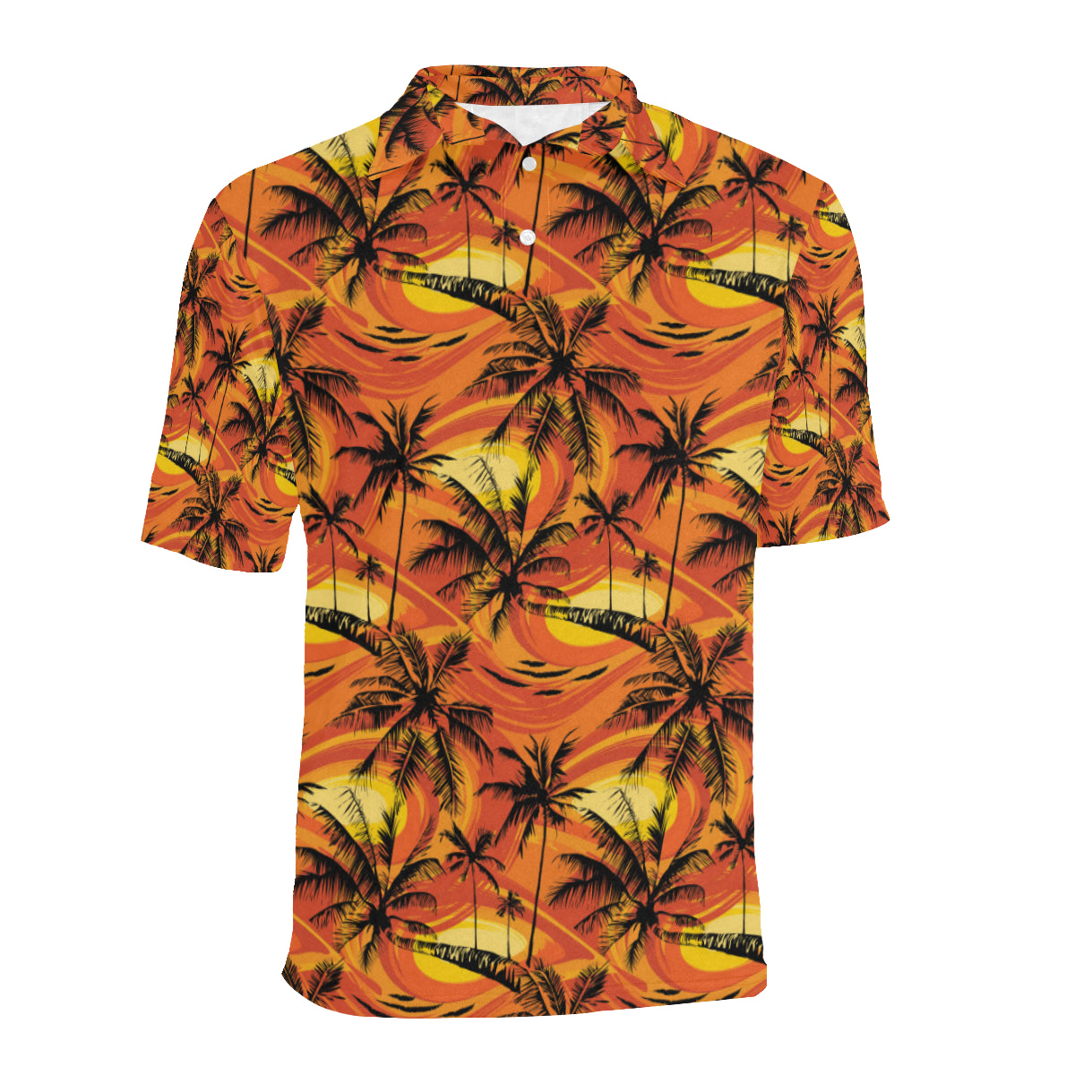 Palm Tree Pattern Print Design A02 Men Polo Shirt