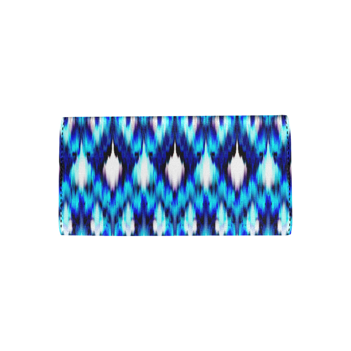Ikat Blue Pattern Print Design 01 Women's Trifold Wallet