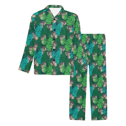 Chimpanzee Pattern Print Design 01 Men's Long Pajama Set