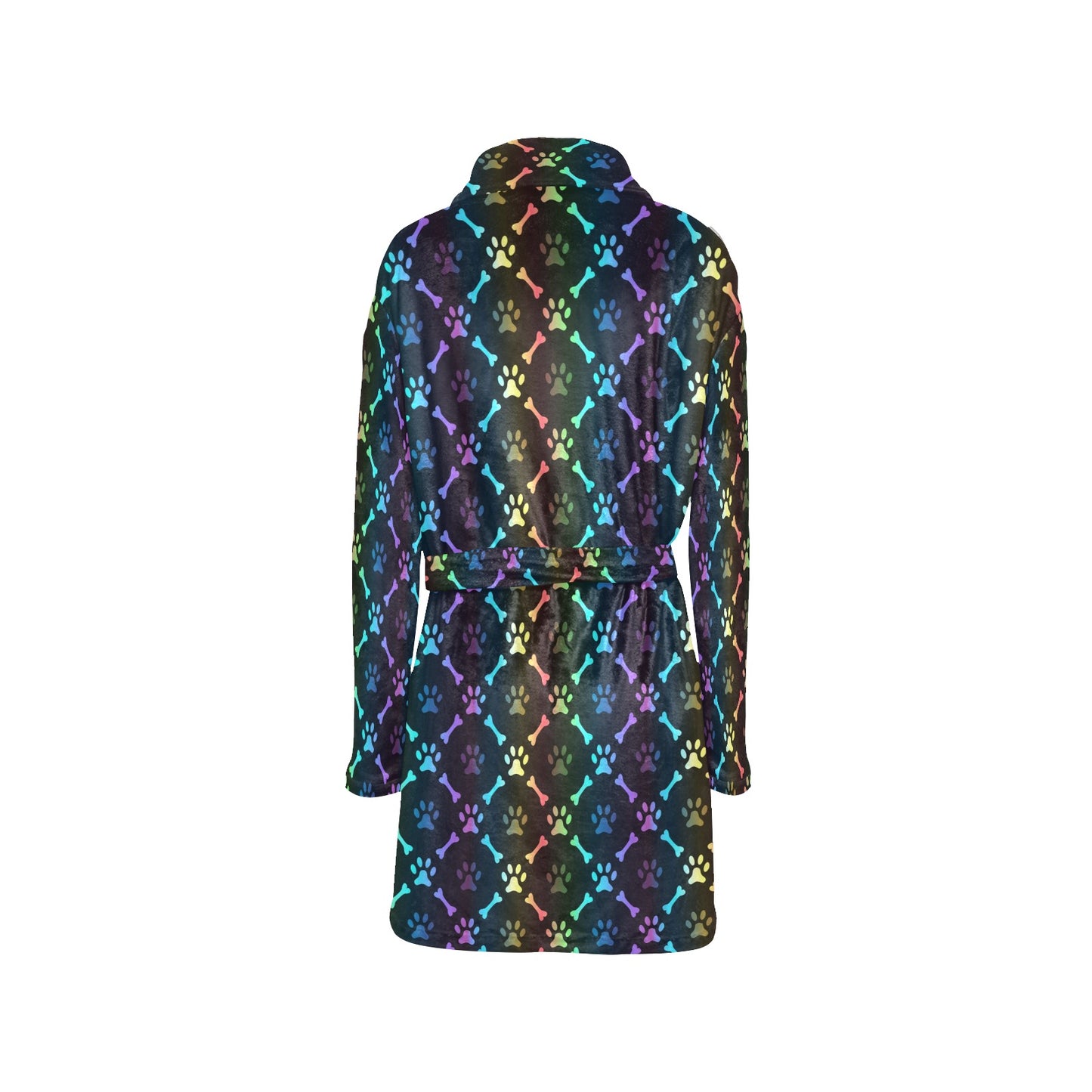 Paw Rainbow Pattern Print Design A01 Women's Fleece Robe