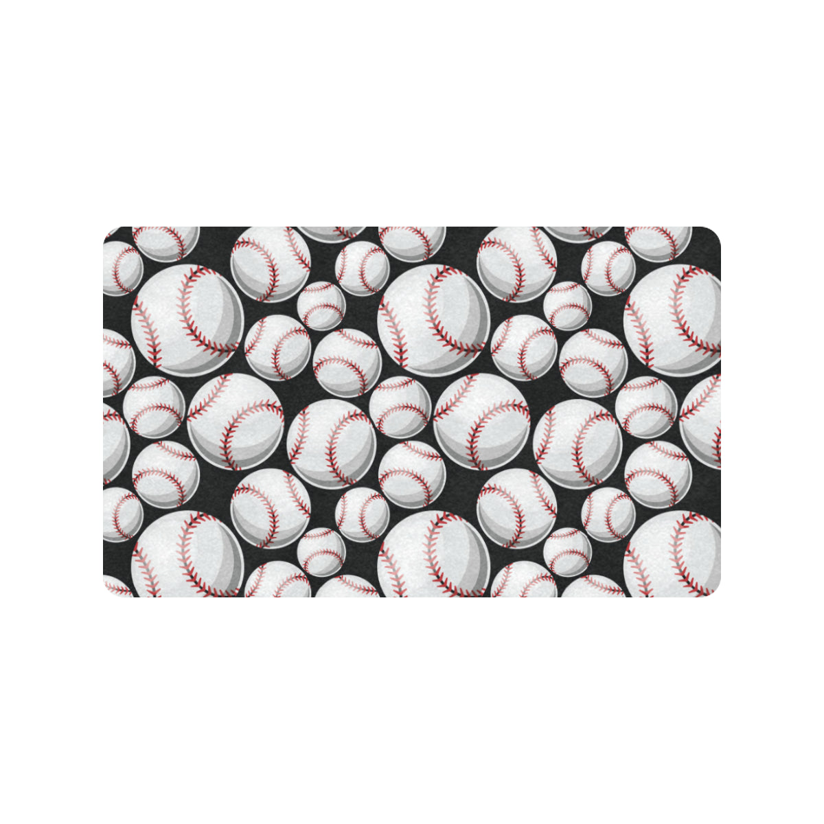 Baseball Black Background Rubber Doormat