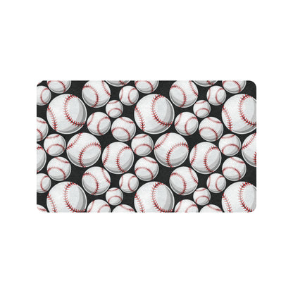 Baseball Black Background Rubber Doormat