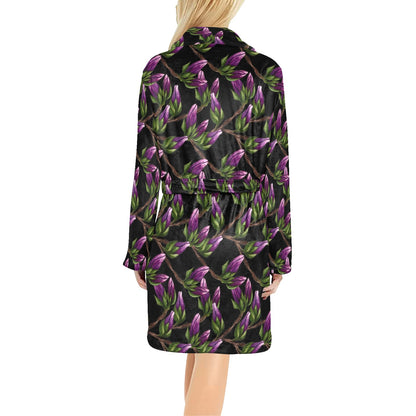 Magnolia Pattern Print Design MAG010 Women's Fleece Robe