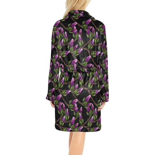 Magnolia Pattern Print Design MAG010 Women's Fleece Robe
