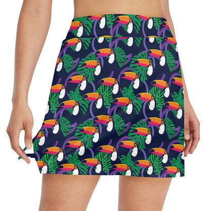Toucan Print Design LKS302 17" Golf & Pickleball Skort with Pockets