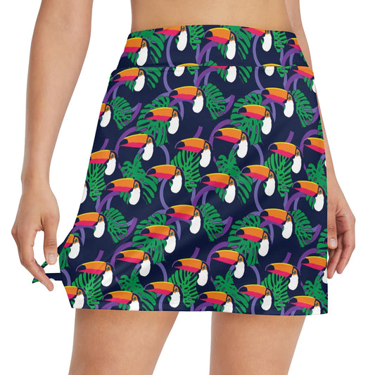 Toucan Print Design LKS302 17" Golf & Pickleball Skort with Pockets