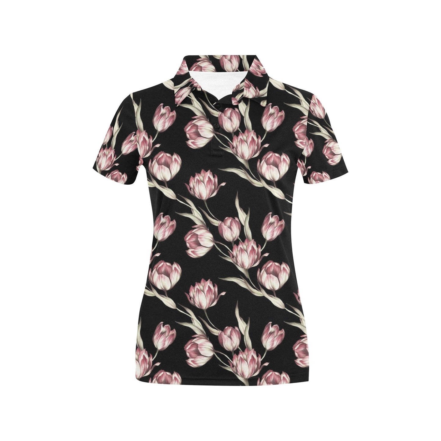 Tulip Pink Pattern Print Design TP02 Women's Polo Shirt
