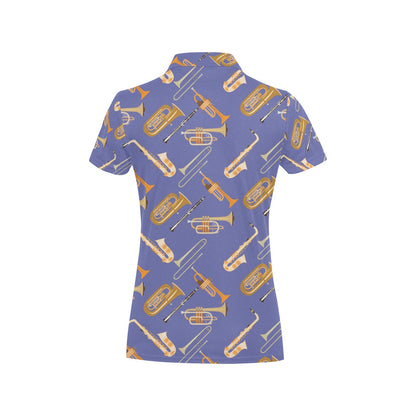 Trombone Pattern Print Design 02 Women's Polo Shirt