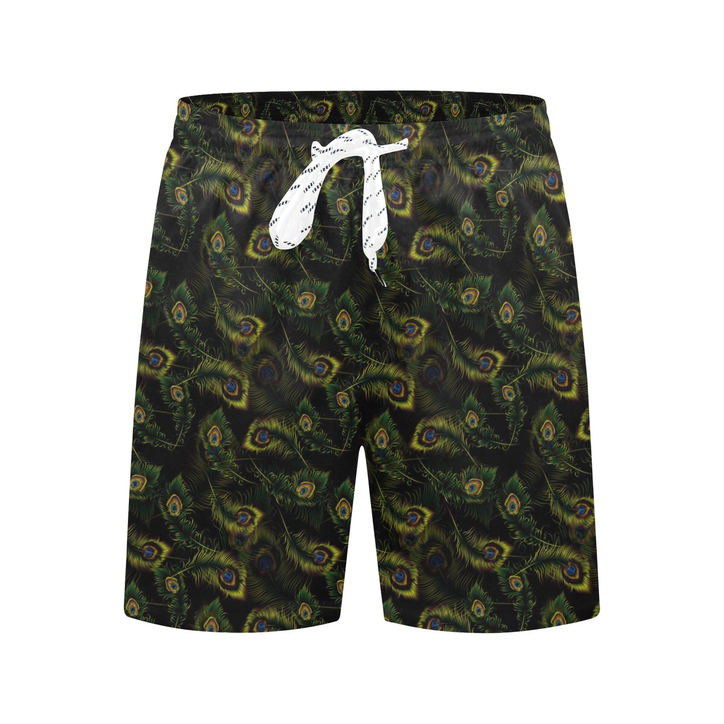 Peacock Feather Pattern Design Print Men's Swim Trunks Beach Shorts