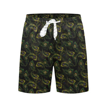 Peacock Feather Pattern Design Print Men's Swim Trunks Beach Shorts