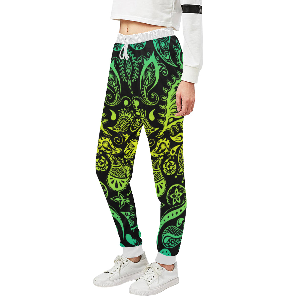 Paisley Green Design Print Unisex Sweatpants