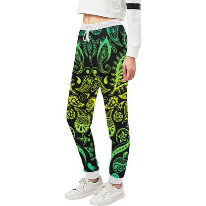 Paisley Green Design Print Unisex Sweatpants