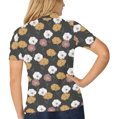 Daisy Pattern Print Design DS04 Women's Polo Shirt