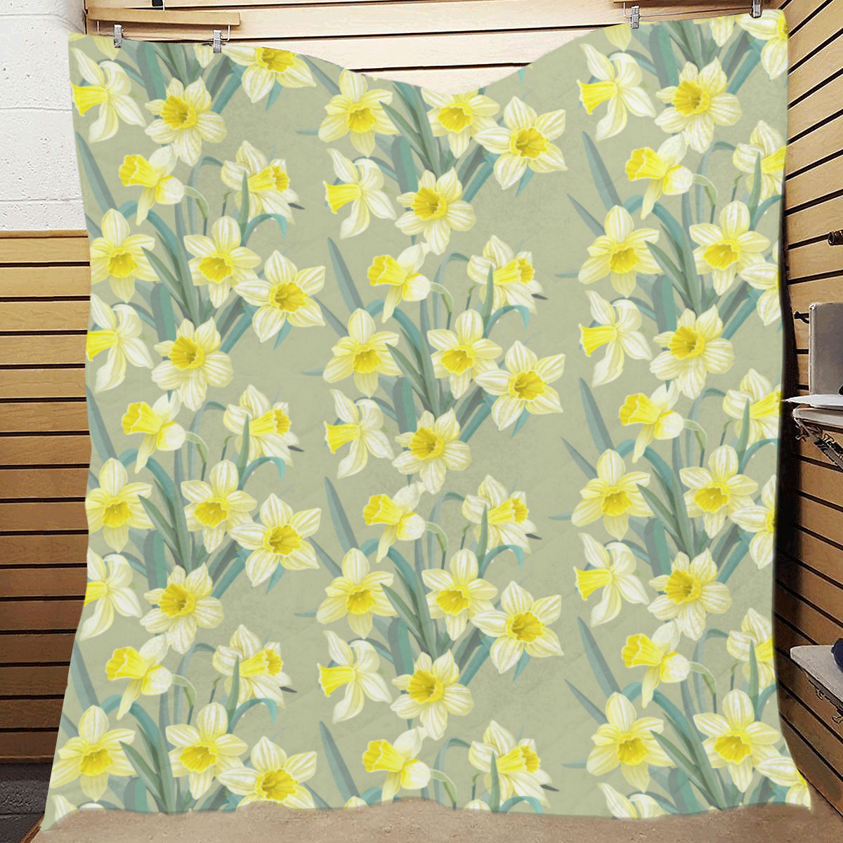Daffodils Pattern Print Design DF01 Premium Quilt
