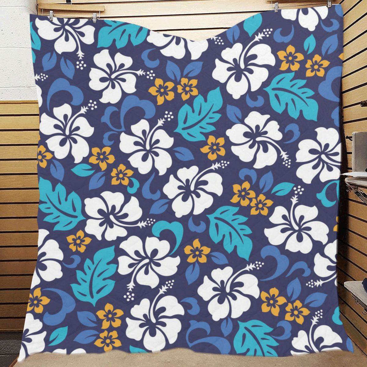 Hibiscus Pattern Print Design HB030 Premium Quilt