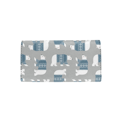 Polar Bear Pattern Print Design A03 Women's Trifold Wallet