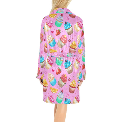 Cupcake Pattern Print Design CP05 Women's Fleece Robe