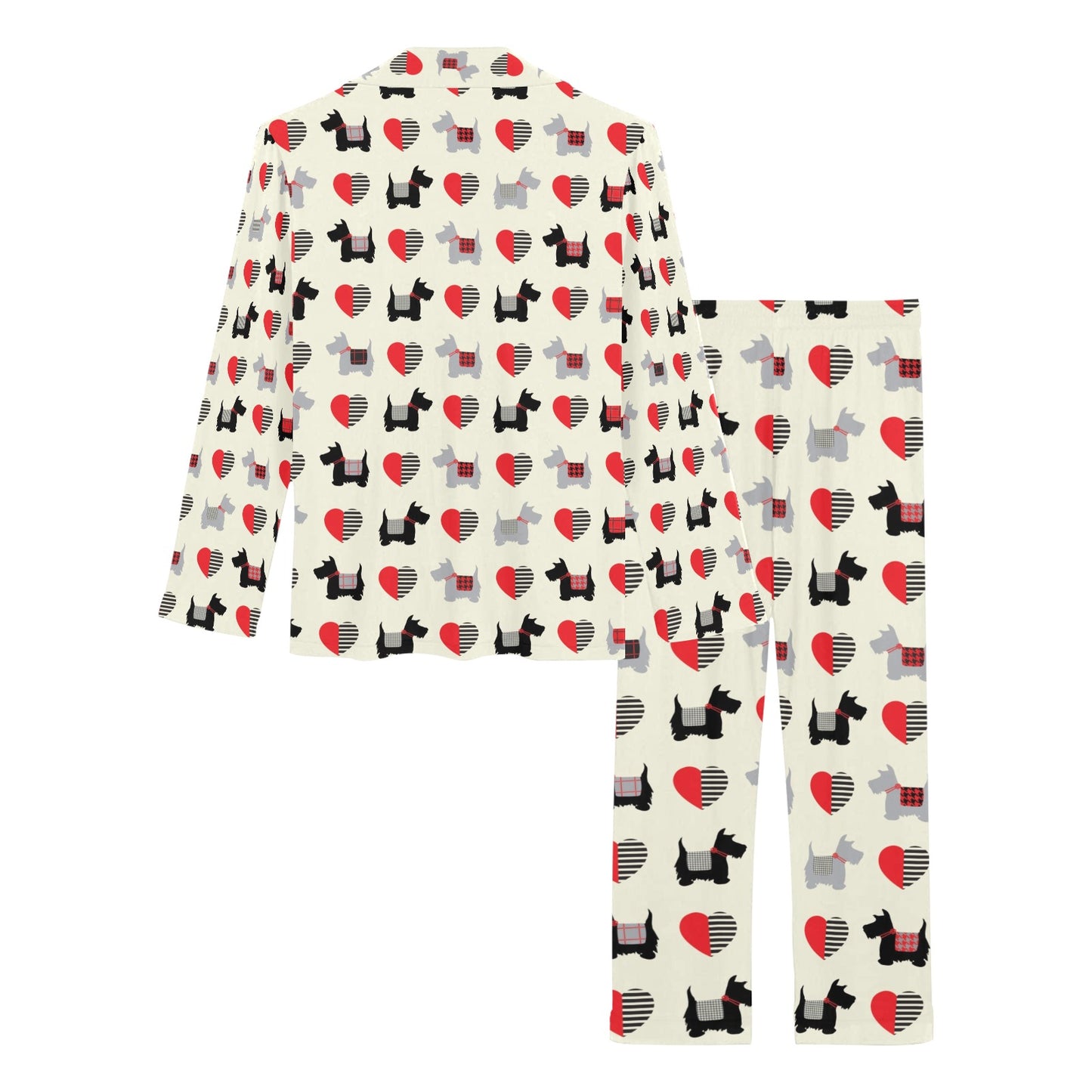 Scottish Terriers Print Design LKS3010 Women's Long Pajama Set